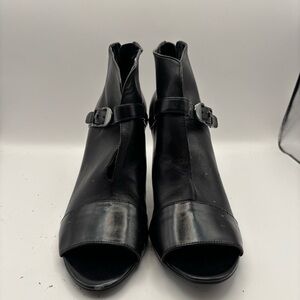 Marc Fisher Black Leather Open-Toe Heels Size 9